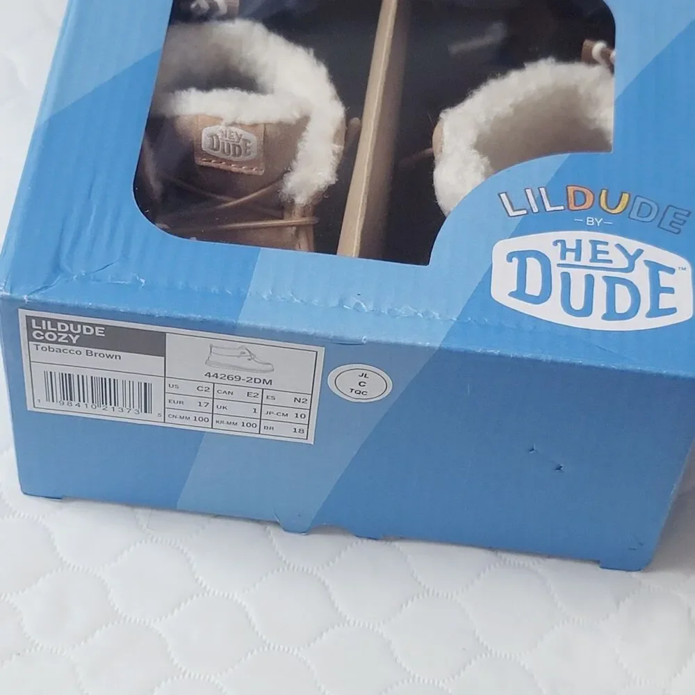 NWT Hey Dude Lil Dude Cozy Tobacco Brown Toddler Boots 44269-2DM Size C2